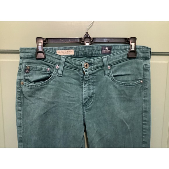 AG Adriano Goldschmied Pants Green Size 29R The Stevie Ankle Slim Straight Leg - Picture 2 of 10